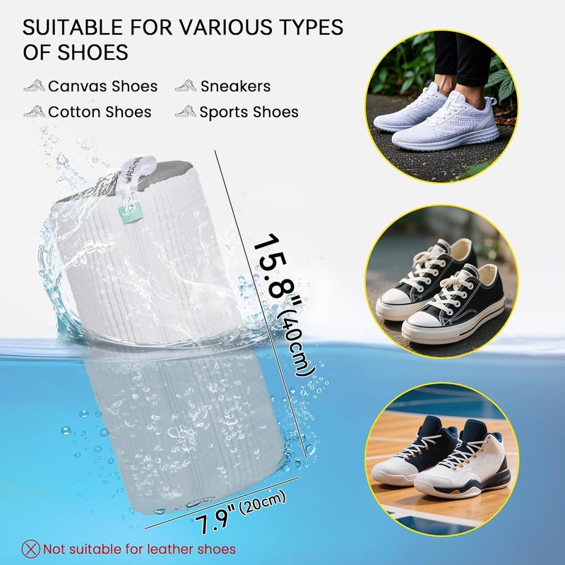 ADEHMDA 2Pcs Shoe Washing Machine Bag, Sneaker Laundry Bag for Washing Machine, Extra Long and Thick Microfibre Fluff, Reusable for Washer and Dryer (2pcs, White-gray) - Image 3